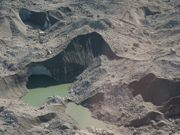 Silt covering base of Ruth Glacier