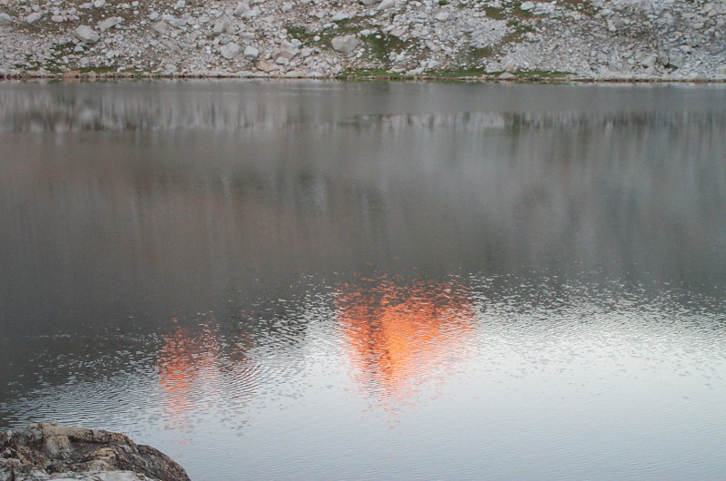 Alpenglow in lake